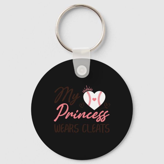 Sell Mom Dad My Princess Wears Cleats  Keychain (Front)