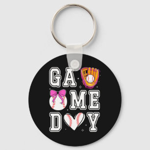Sell Sister Coquette Bow Game Day Sell Mom Mama Keychain