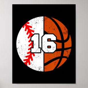Sell Sketll Number 16 Jersey Funny 16th Birthday  Poster