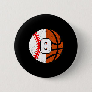 Sell Sketll Number 8 Jersey Funny 8th Birthday Button
