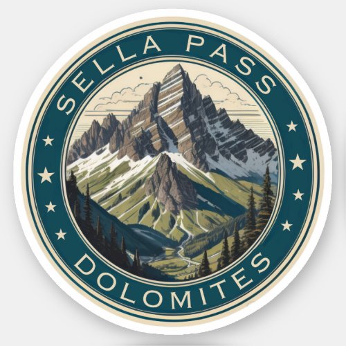 Sella Pass mountain pass South Italian alps Sticker