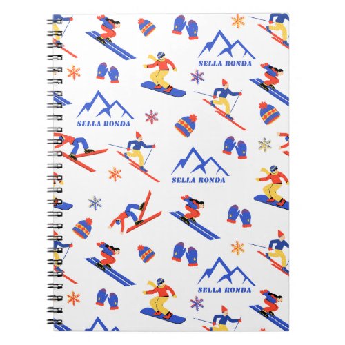Sella Ronda Alta Badia Italy Ski Snowboard Pattern Notebook