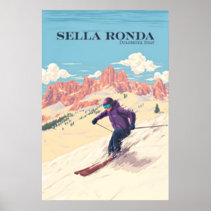 Sella Ronda Italy Ski Resort Travel Poster