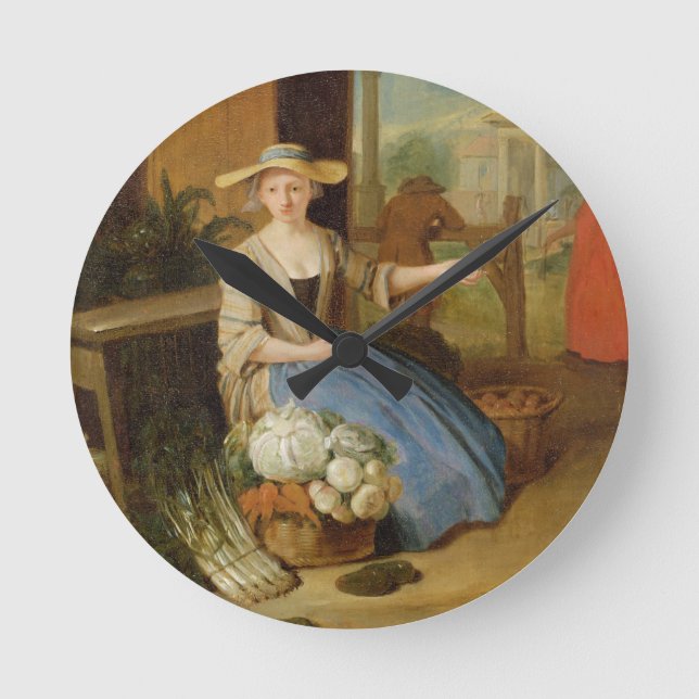 Seller Vegetable, Covent Garden, c.1726 (oil on pa Round Clock (Front)