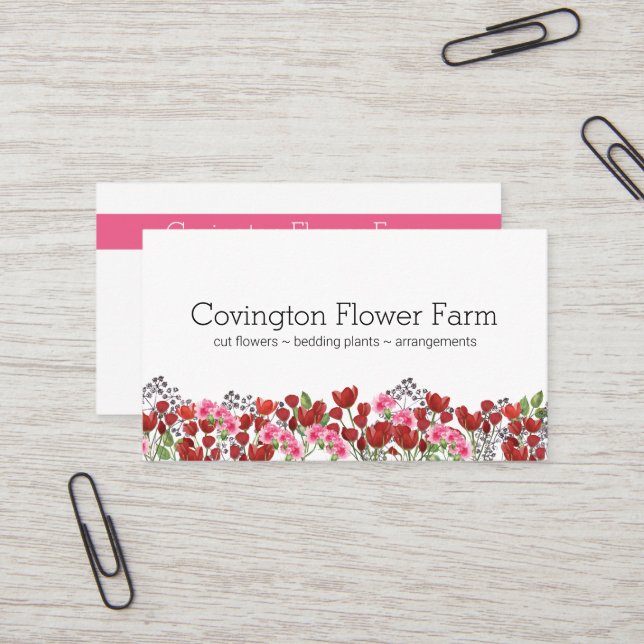 Selling Flowers | Farmers Market Business Card (Front/Back In Situ)
