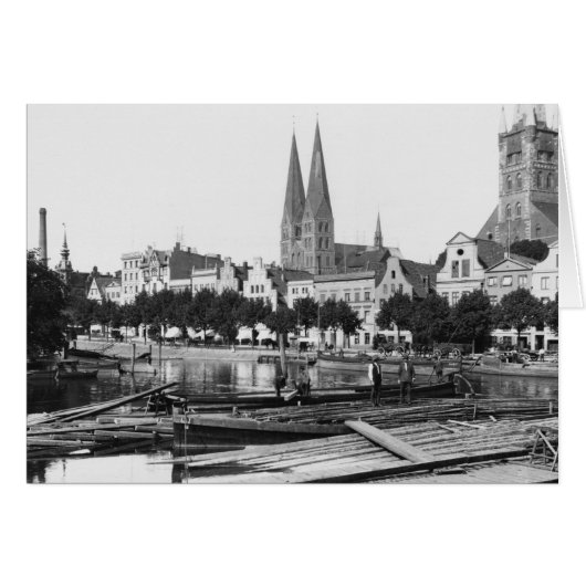 Selling wood on the River Trave, Lubeck, c.1910 (Front Horizontal)