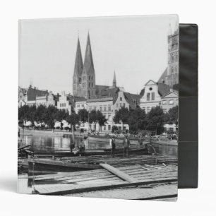 Selling wood on the River Trave, Lubeck, c.1910 3 Ring Binder