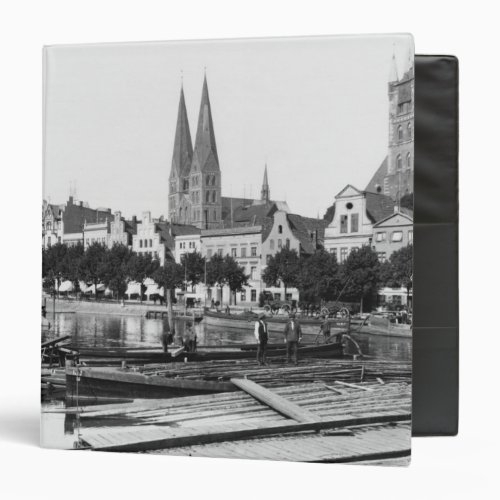 Selling wood on the River Trave Lubeck c1910 3 Ring Binder
