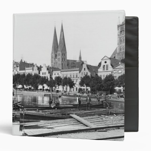 Selling wood on the River Trave, Lubeck, c.1910 3 Ring Binder (Front/Inside)