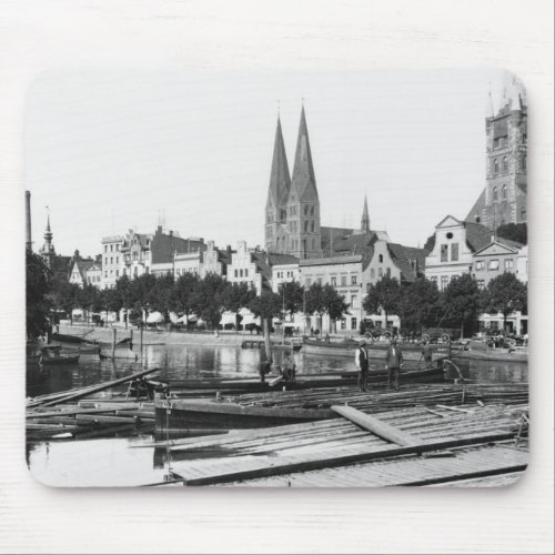 Selling wood on the River Trave Lubeck c1910 Mouse Pad