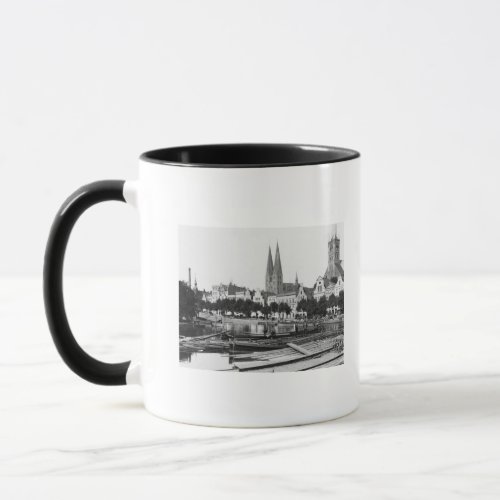 Selling wood on the River Trave Lubeck c1910 Mug