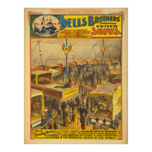 Sells Brothers Zoological Marvels Circus Poster