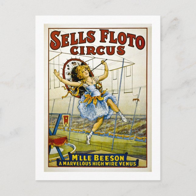 Sells Floto 1921 - M'lle Beeson Postcard (Front)
