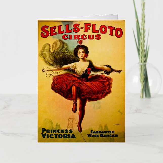 Sells Floto Wire Dancer Circus Princess Victoria Foil Greeting Card (Front)
