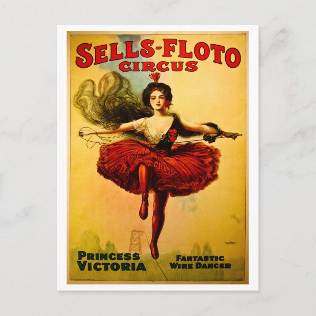 Sells Floto Wire Dancer Circus Princess Victoria Holiday Postcard (Front)