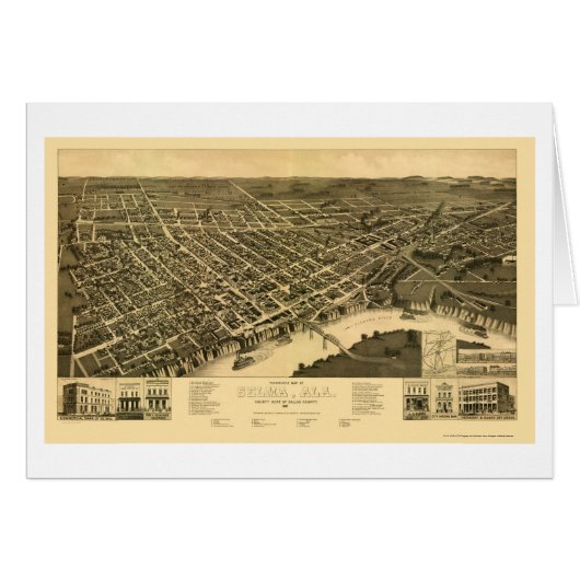 Selma, AL Panoramic Map - 1887 Cards (Front Horizontal)