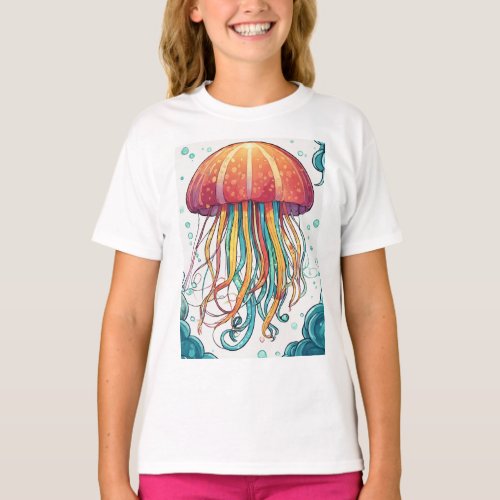 Selve Print Jellyfish Girls  T_Shirt