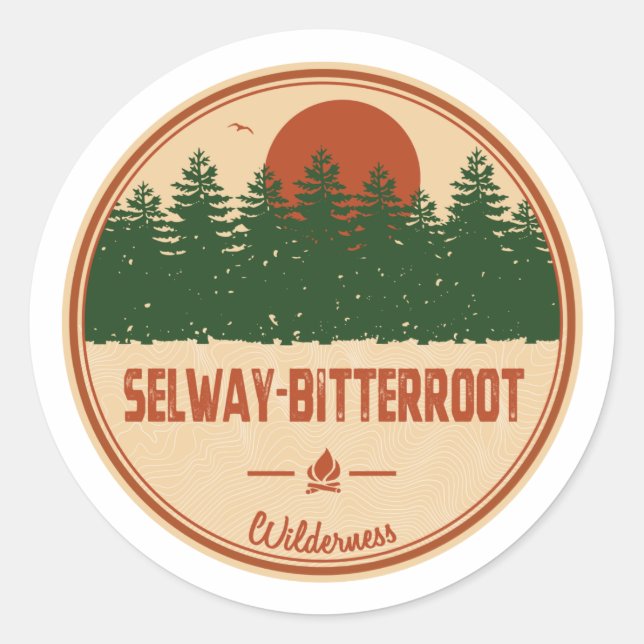 Selway-Bitterroot Wilderness Montana Idaho Classic Round Sticker (Front)