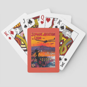 Semaine d' Aviation De Lyon Vintage Poster Poker Cards