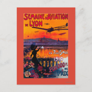 Semaine d' Aviation De Lyon Vintage Poster Postcard
