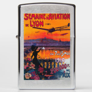 Semaine d' Aviation De Lyon Vintage Poster Zippo Lighter