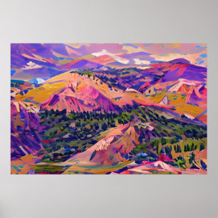 Semi Abstract Painting of Colorado Landscape Poster