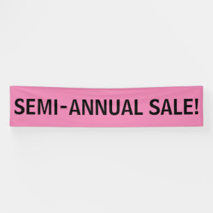 Semi Annual Sale simple black pink banner sign