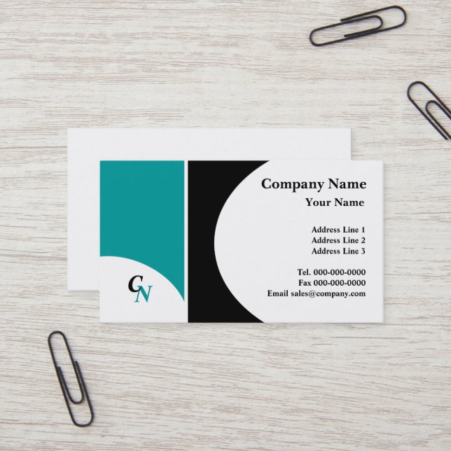 Semi Circle Monogram Business Card (Front/Back In Situ)