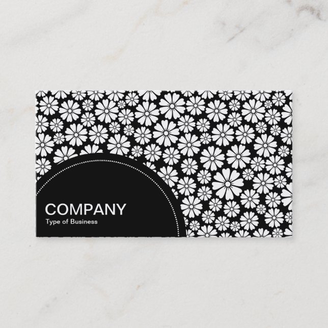 Semi-circle Panel (dots) - 8 Petals - Wht on Blk Business Card (Front)