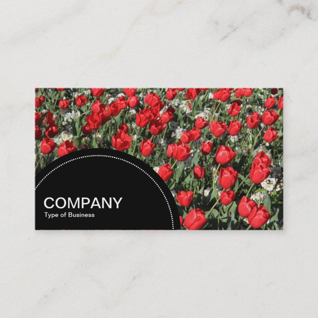 Semi-circle Panel (dots) -  Red Tulips Business Card (Front)