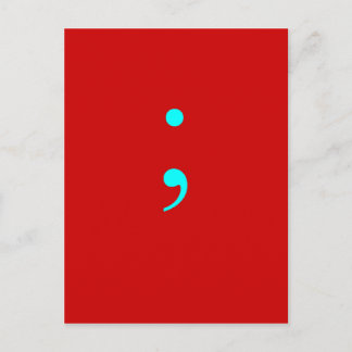Semi Colon - Red Postcard