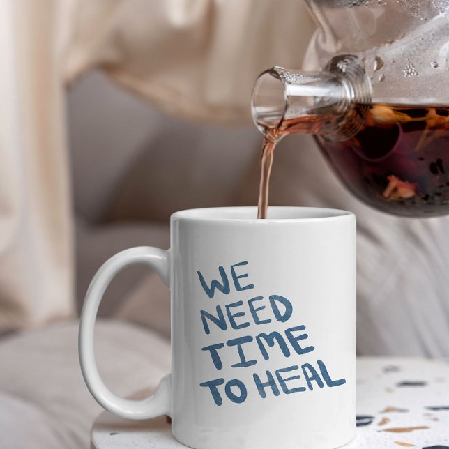 Semi-dark blue hand lettered healing message giant coffee mug (Creator Uploaded)