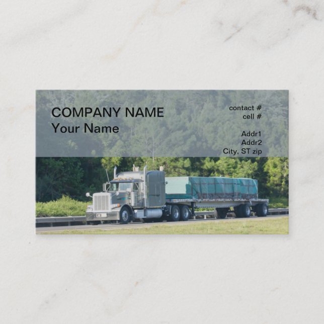 semi flatbed traler business card (Front)