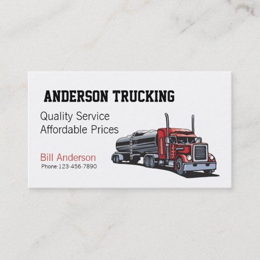Customizable Semi Fuel Tanker Truck Business Card