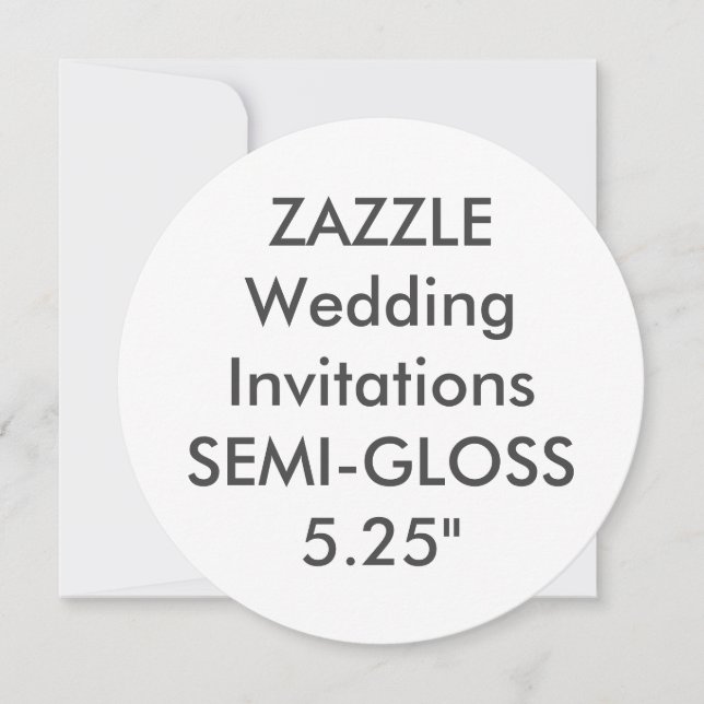 SEMI-GLOSS 110lb 5.25" Round Wedding Invitations (Front)