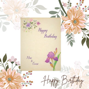 Semi Gloss Paper Floral Birthday Postcard