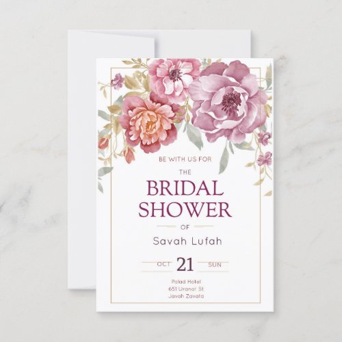 Semi Gloss Paper Flower Bridal Shower Card