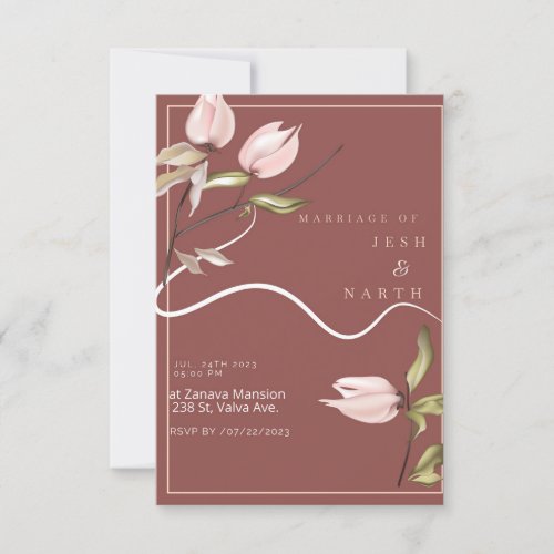 Semi_Gloss Paper Maroon Wedding Invitation 