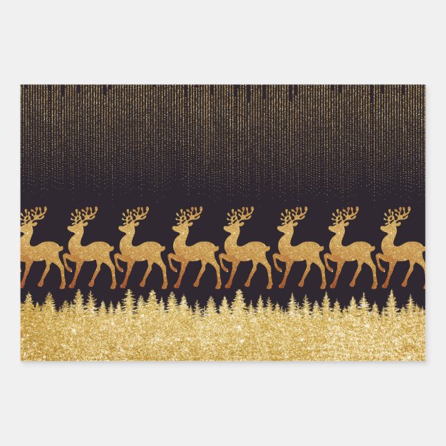 Semi glossy black and gold  wrapping paper sheets (Front)