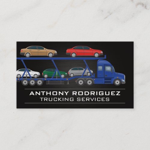 Semi Hauling Cars  Trucking Services Business Card