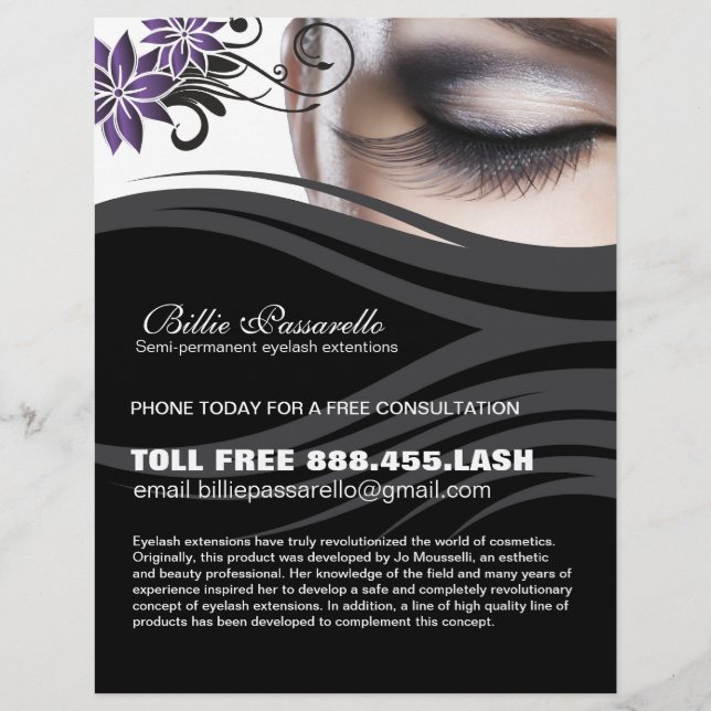 Semi-permanent eyelash extension flyer (Front)