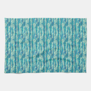 Semi-pixelated cotton in mix of cyan and turquoise kitchen towel