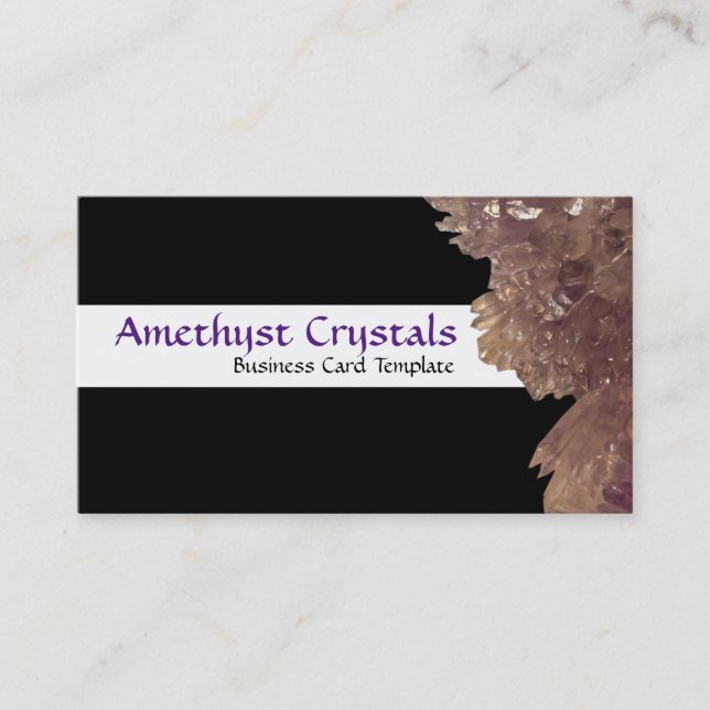 Semi Precious Amethyst Crystals Healing Business Card (Front)