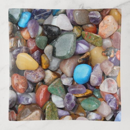 Semi_precious Gemstones and Polished Rocks Trinket Tray