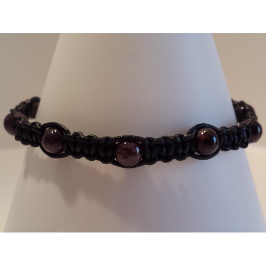 Semi-Precious Stone and Leather Macrame Bracelet (Front)
