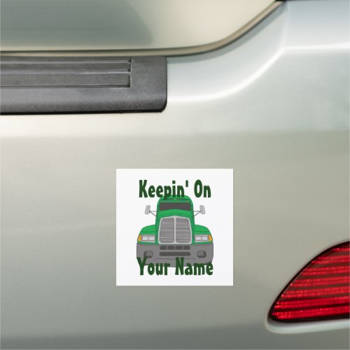 Semi Tractor Personalized Truck Driver Car Magnet