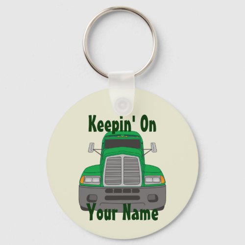 Semi Tractor Personalized Truck Driver Keychain