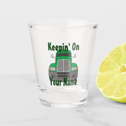 Semi Tractor Personalized Truck Driver Shot Glass