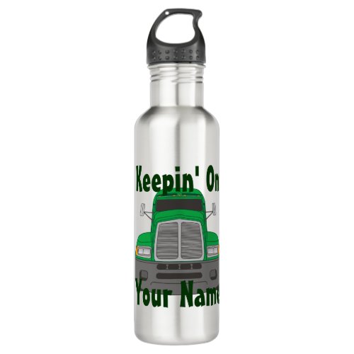 Semi Tractor Personalized Truck Driver Stainless Steel Water Bottle