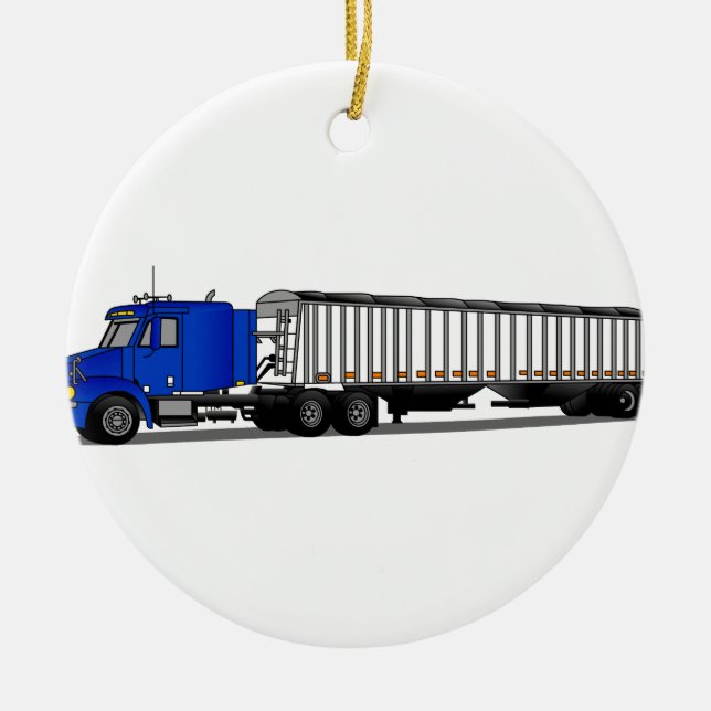 Semi Tractor Trailer Ceramic Ornament (Front)